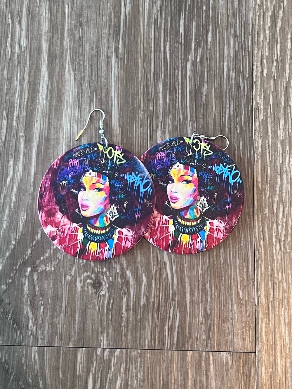Vibrant Multicolor Afro Art Hoop Earrings